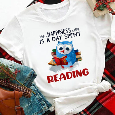 Owl Happiness Is A Day Spent Reading MDGB2004010Y Light Classic T Shirt