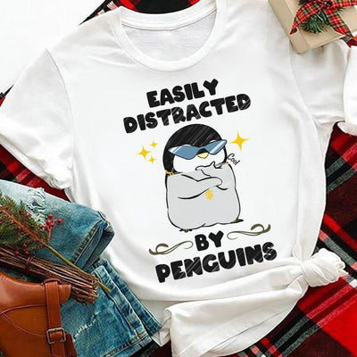 Penguin Easily Distracted By Penguins MDLZ2604001Y Light Classic T Shirt