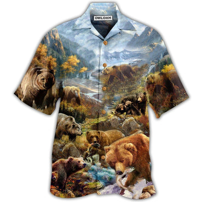 Hawaiian Shirt / Adults / S Bear Into The Wild Beautiful Country And Live Happily - Hawaiian Shirt - Owls Matrix LTD