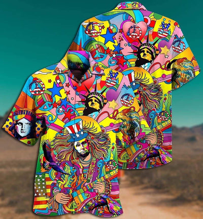 Hippie America Colorfull Style - Hawaiian Shirt - Owls Matrix LTD