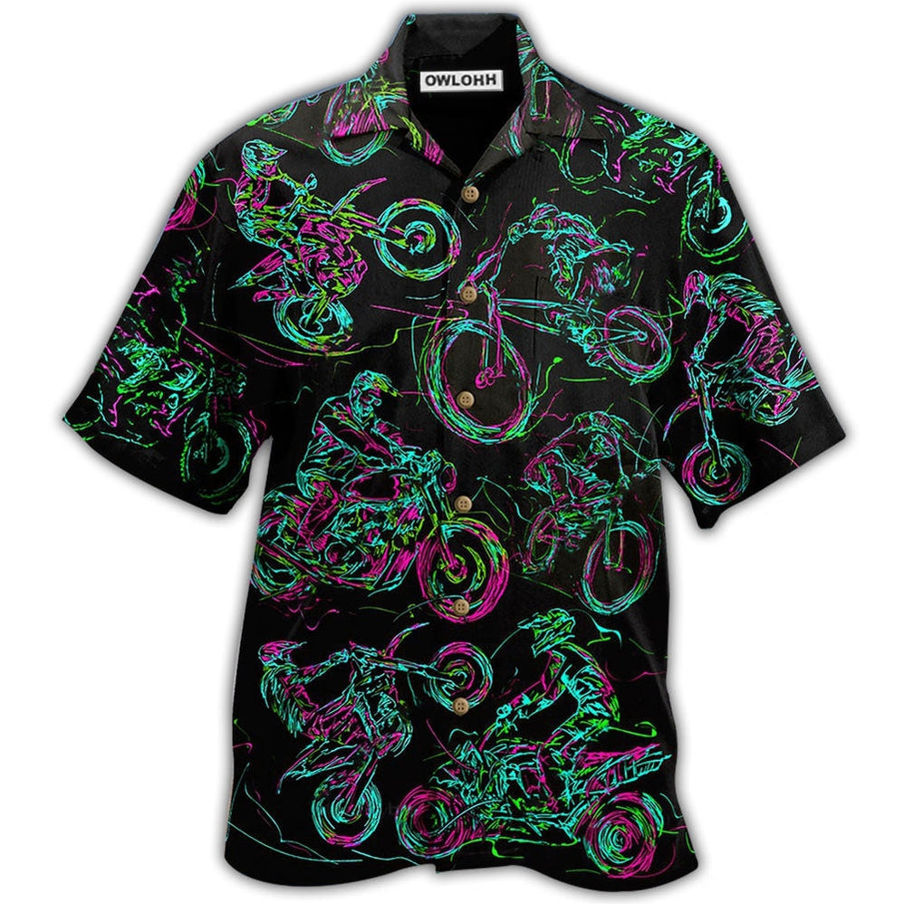 Hawaiian Shirt / Adults / S Motorcycle Lover Neon Light - Hawaiian Shirt - Owls Matrix LTD