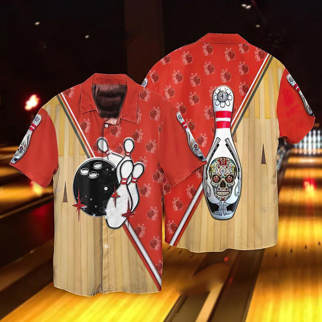 Bowling Awesome Ball Skull - Hawaiian Shirt - Owls Matrix LTD