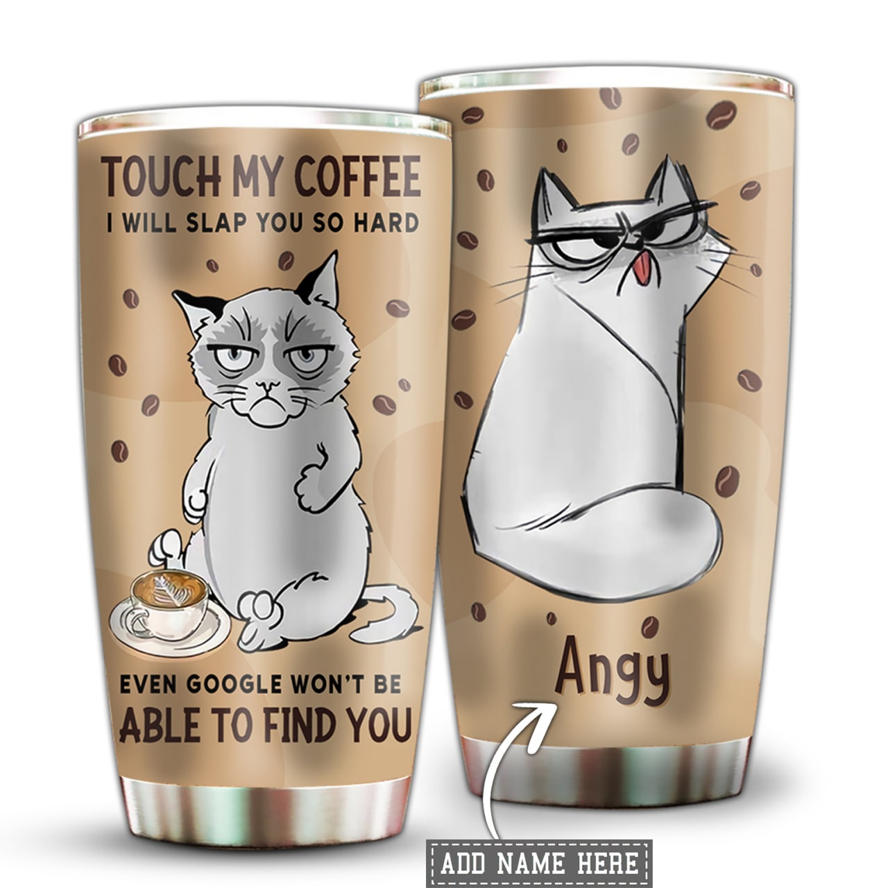 20OZ Cat Need Coffee Personalized - Tumbler - Owls Matrix LTD