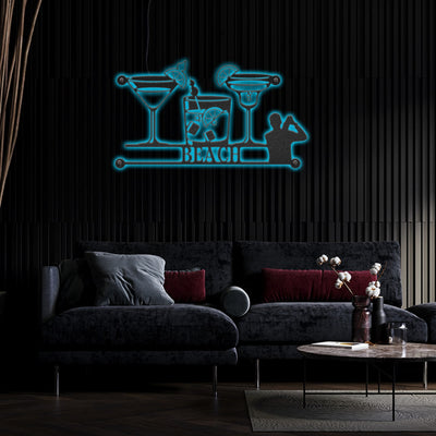 Cocktail Lounge Personalized - Led Light Metal - Owls Matrix LTD