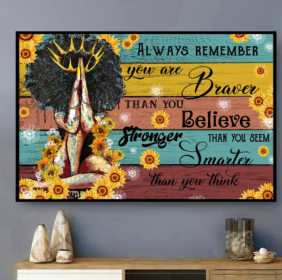 Yoga Always Remember You Are Braver - Horizontal Poster - Owls Matrix LTD