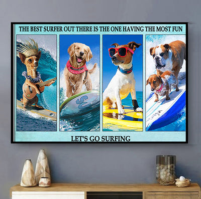 Surfing So Funny Dog - Horizontal Poster - Owls Matrix LTD