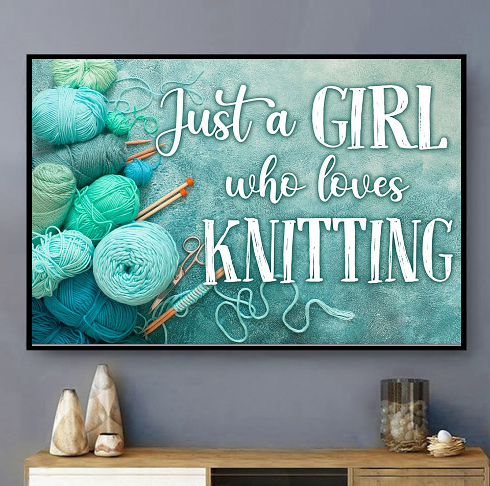 Crochet And Knitting Just A Girl Who Loves Knitting - Horizontal Poster - Owls Matrix LTD