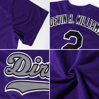 Custom Purple White-Gray Authentic Throwback Rib-Knit Baseball Jersey Shirt - Owls Matrix LTD