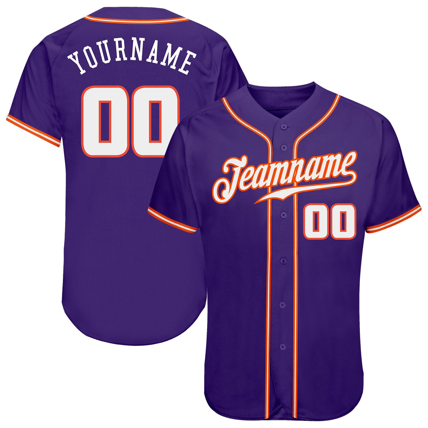 Custom Purple White-Orange Authentic Baseball Jersey - Owls Matrix LTD