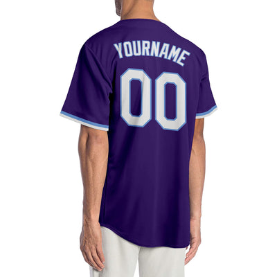 Custom Purple White-Light Blue Authentic Baseball Jersey - Owls Matrix LTD