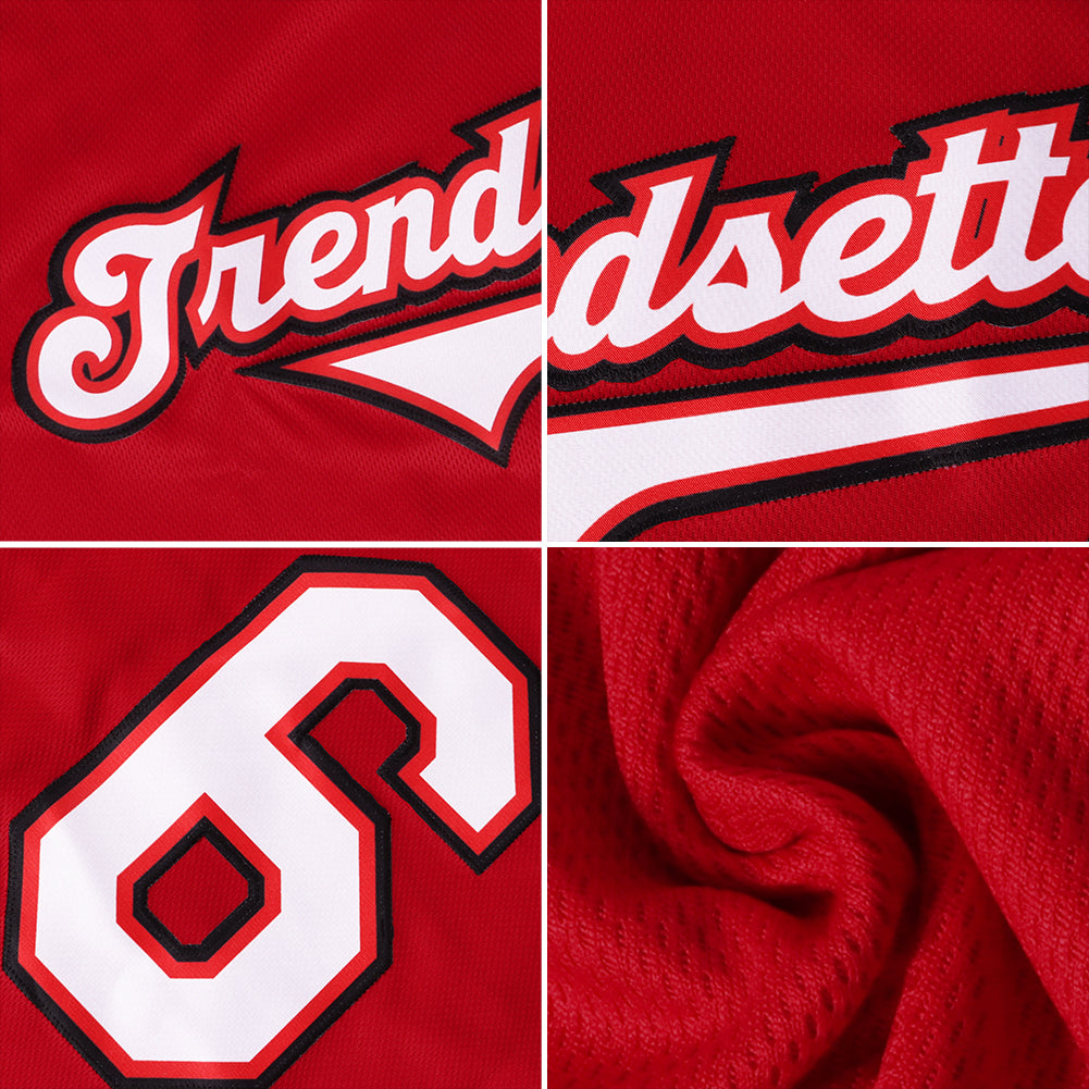 Custom Red White-Black Authentic Baseball Jersey - Owls Matrix LTD