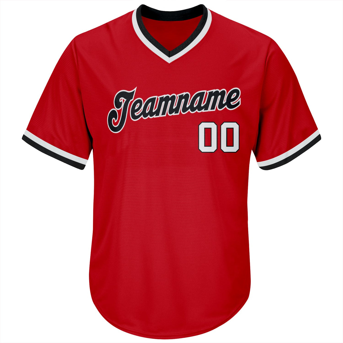 Custom Red White-Black Authentic Throwback Rib-Knit Baseball Jersey Shirt - Owls Matrix LTD