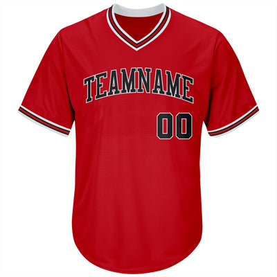 Custom Red Black-White Authentic Throwback Rib-Knit Baseball Jersey Shirt - Owls Matrix LTD