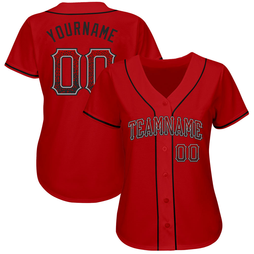 Custom Red Black-Gray Authentic Drift Fashion Baseball Jersey - Owls Matrix LTD