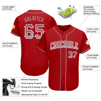 Custom Red Gray-White Authentic Drift Fashion Baseball Jersey - Owls Matrix LTD