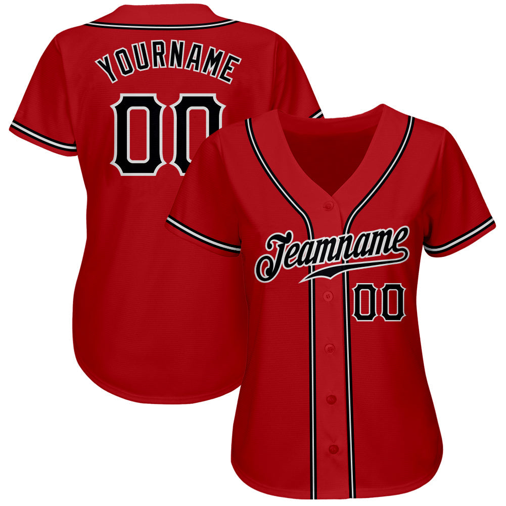 Custom Red Black-White Authentic Baseball Jersey - Owls Matrix LTD