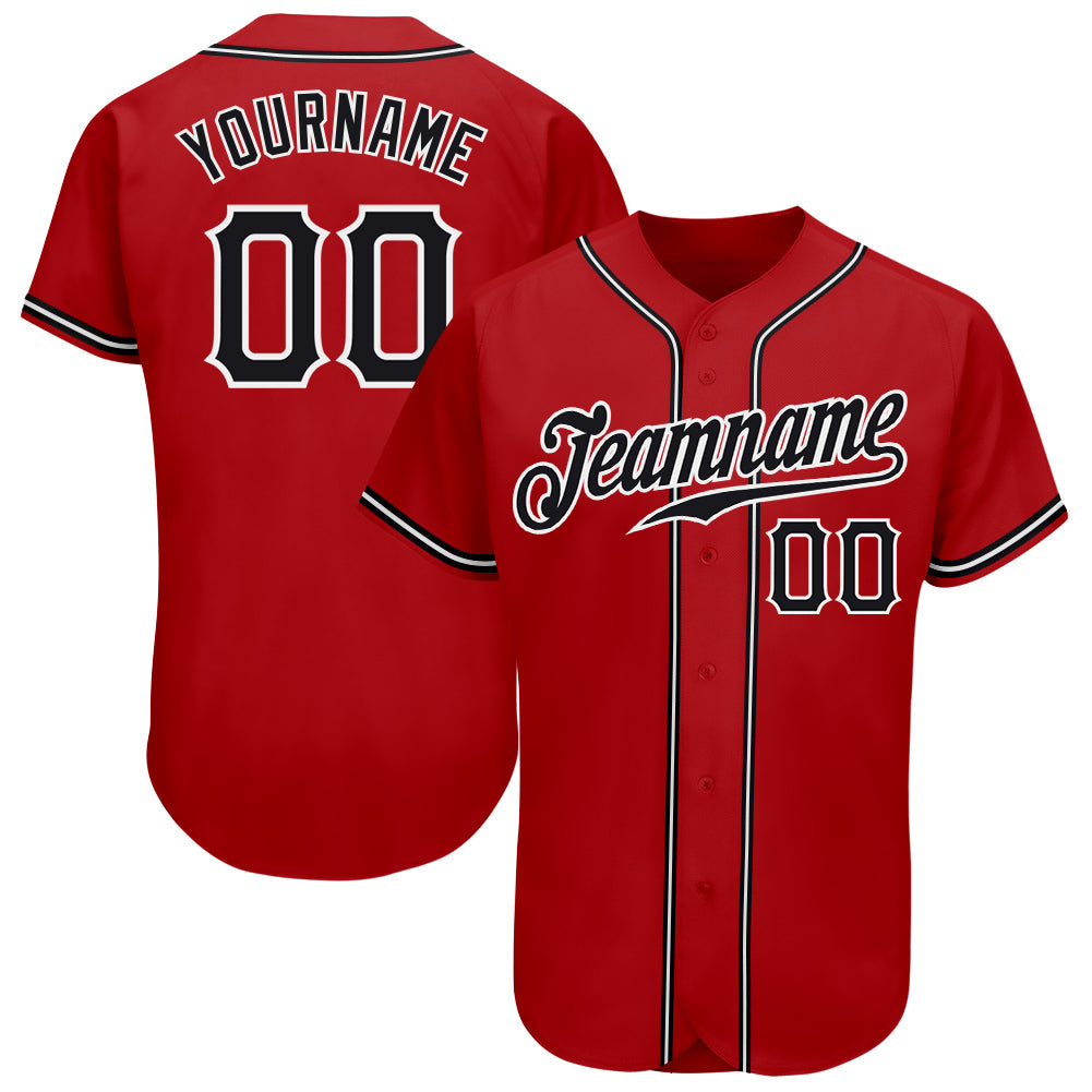 Custom Red Black-White Authentic Baseball Jersey - Owls Matrix LTD