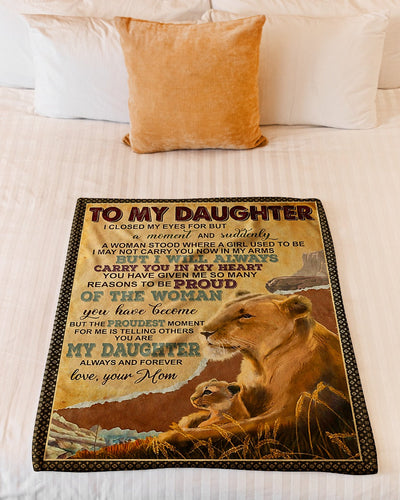 Lion Carry You In My Heart Lovely Gift For Daughter - Flannel Blanket - Owls Matrix LTD