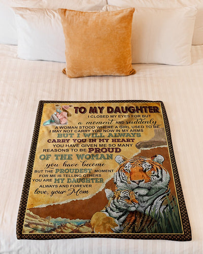 Tiger I Will Always Carry You Great Gift For Daughter - Flannel Blanket - Owls Matrix LTD