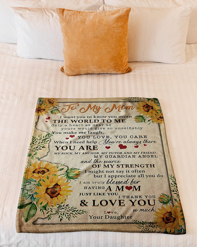 Sunflower I Love You With All My Heart - Flannel Blanket - Owls Matrix LTD