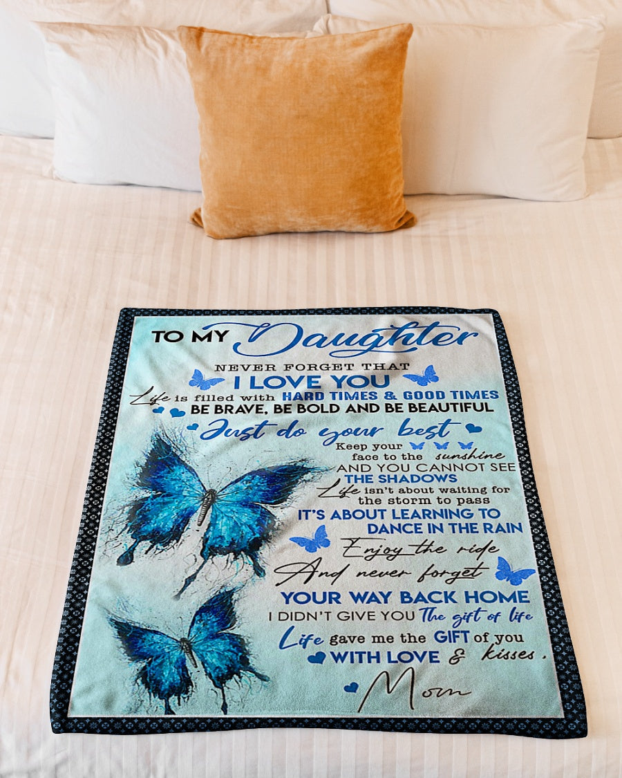 Butterfly To My Daughter Never Forget That I Love You - Flannel Blanket - Owls Matrix LTD