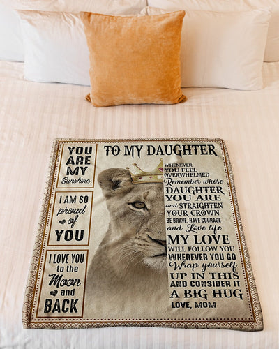 Lion You Are My Sunshine Special Gift For Daughter - Flannel Blanket - Owls Matrix LTD