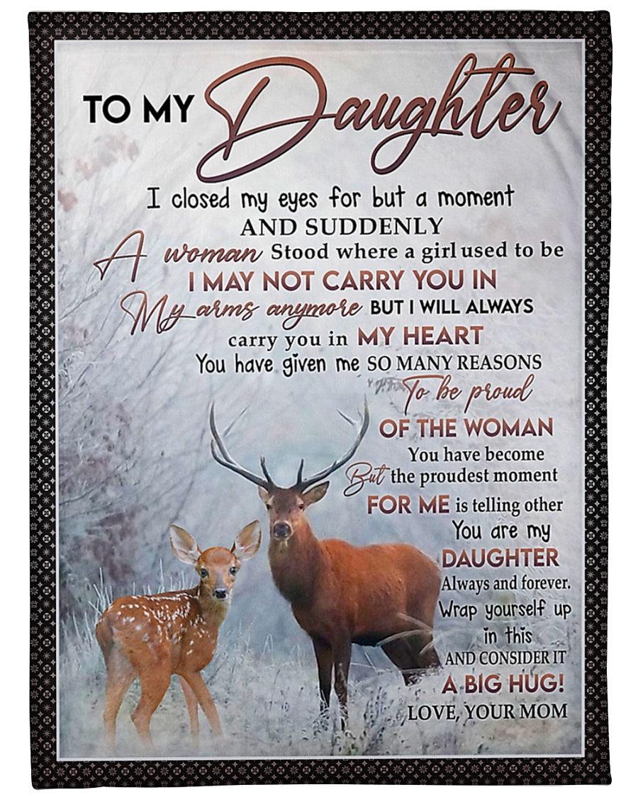 Deer My Heart Amazing Gift For Daughter - Flannel Blanket - Owls Matrix LTD