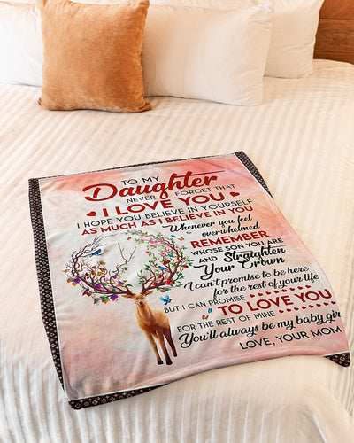 Deer Never Forget That I Love U Mom To Daughter - Flannel Blanket - Owls Matrix LTD