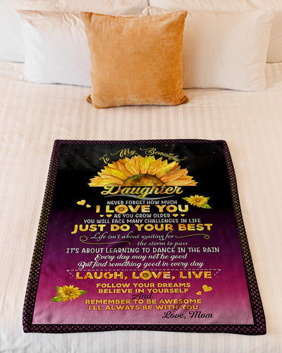 Sunflower Just Do Your Best Special Gift For Daughter - Flannel Blanket - Owls Matrix LTD