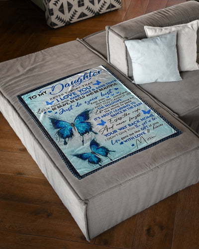 Butterfly To My Daughter Never Forget That I Love You - Flannel Blanket - Owls Matrix LTD