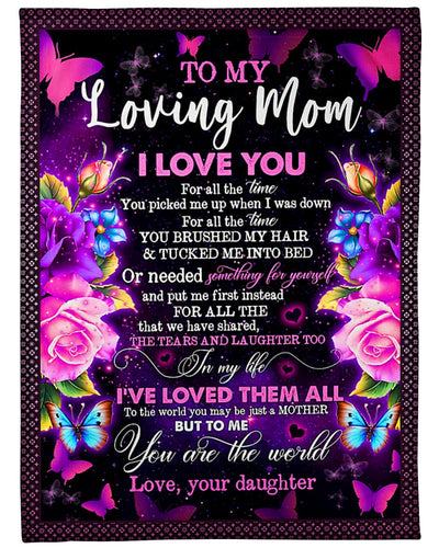 Family To My Mom You Will Always Be My Loving Mom Butterfly Rose - Flannel Blanket - Owls Matrix LTD
