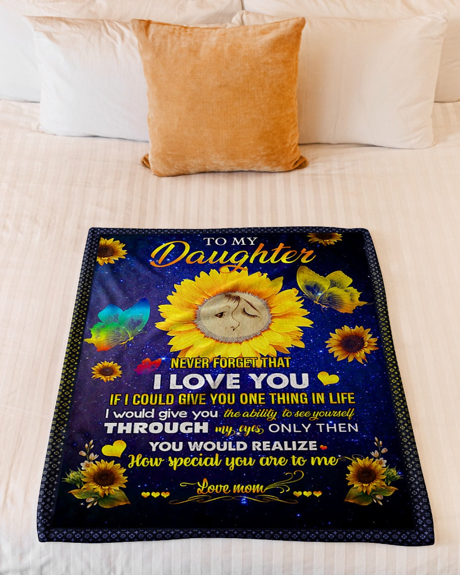 Sunflower Never Forget I Love U Mom To Daughter Style - Flannel Blanket - Owls Matrix LTD