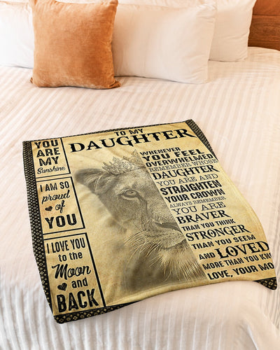 Lion You Are My Sunshine To Daughter From Mom - Flannel Blanket - Owls Matrix LTD