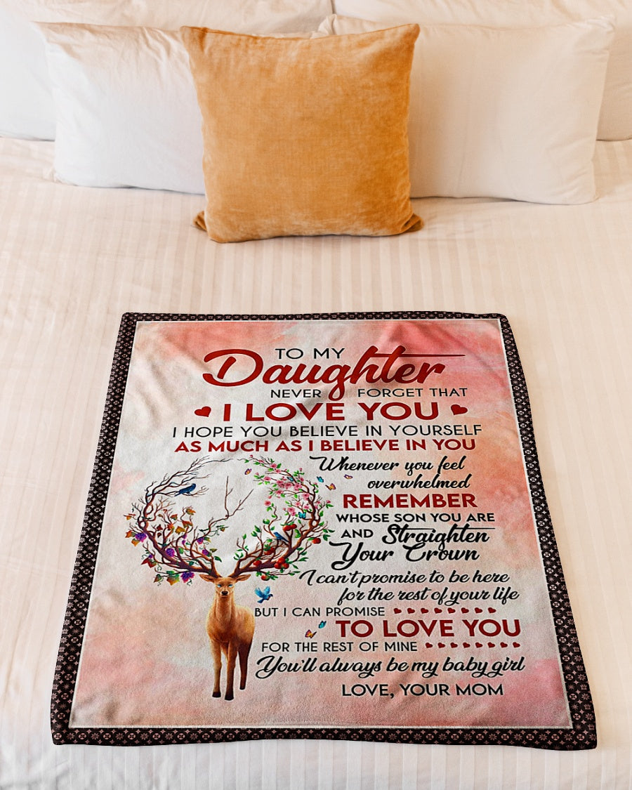 Deer Never Forget That I Love U Mom To Daughter - Flannel Blanket - Owls Matrix LTD
