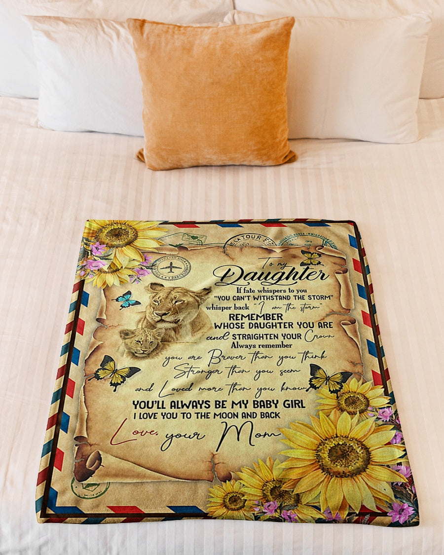 Lion I Love You Best Gift For Daughter - Flannel Blanket - Owls Matrix LTD
