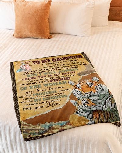 Tiger I Will Always Carry You Great Gift For Daughter - Flannel Blanket - Owls Matrix LTD