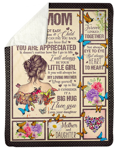 Butterfly To My Mom You Will Always Be My Loving Mom - Flannel Blanket - Owls Matrix LTD