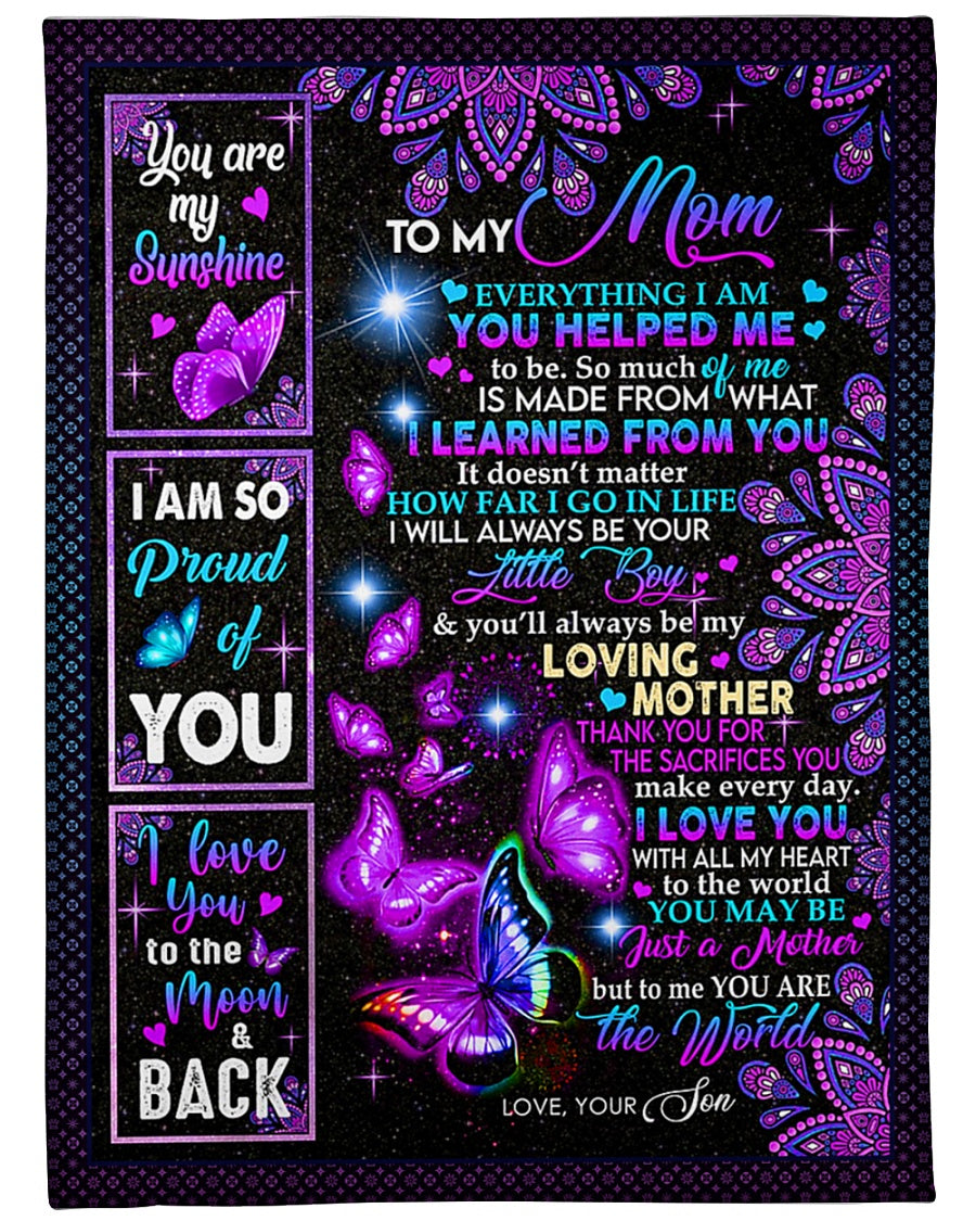 Butterfly To Me You Are The World Mother - Flannel Blanket - Owls Matrix LTD