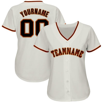 Custom Cream Black-Orange Baseball Jersey - Owls Matrix LTD