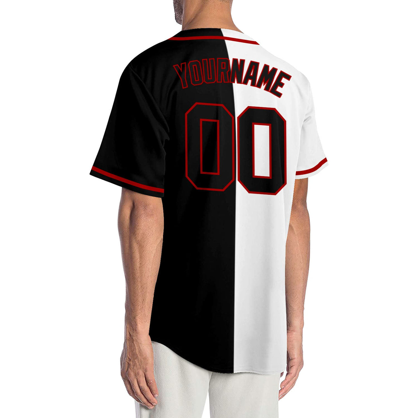 Custom White Black-Red Authentic Split Fashion Baseball Jersey - Owls Matrix LTD