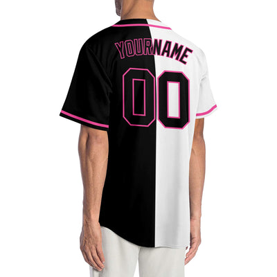 Custom White Black-Pink Authentic Split Fashion Baseball Jersey - Owls Matrix LTD
