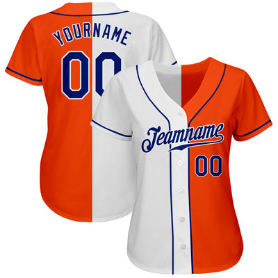 Custom Orange Royal-White Authentic Split Fashion Baseball Jersey - Owls Matrix LTD