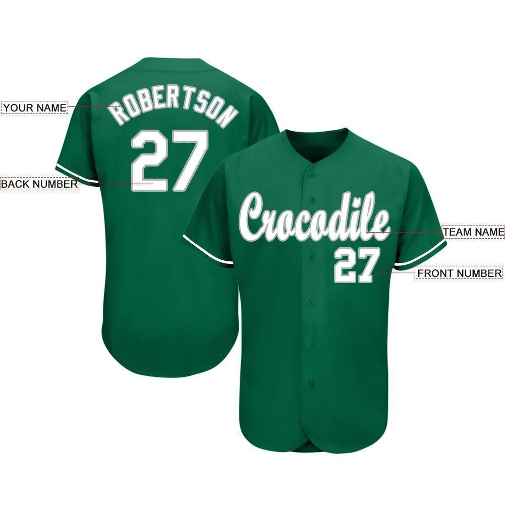 Custom Kelly Green White-Gray Baseball Jersey - Owls Matrix LTD