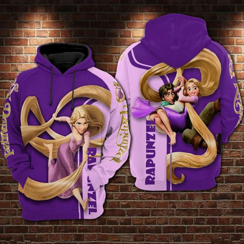 Tangled Rapunzel Movies Disney Princess Over Print 3d Zip Hoodie