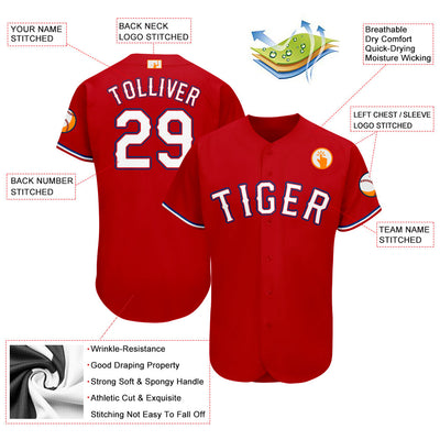 Custom Red White-Royal Baseball Jersey - Owls Matrix LTD