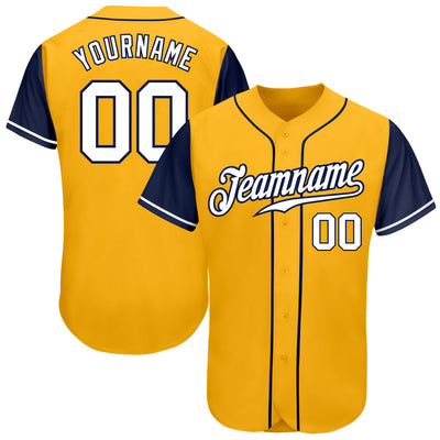 Custom Gold White-Navy Authentic Two Tone Baseball Jersey