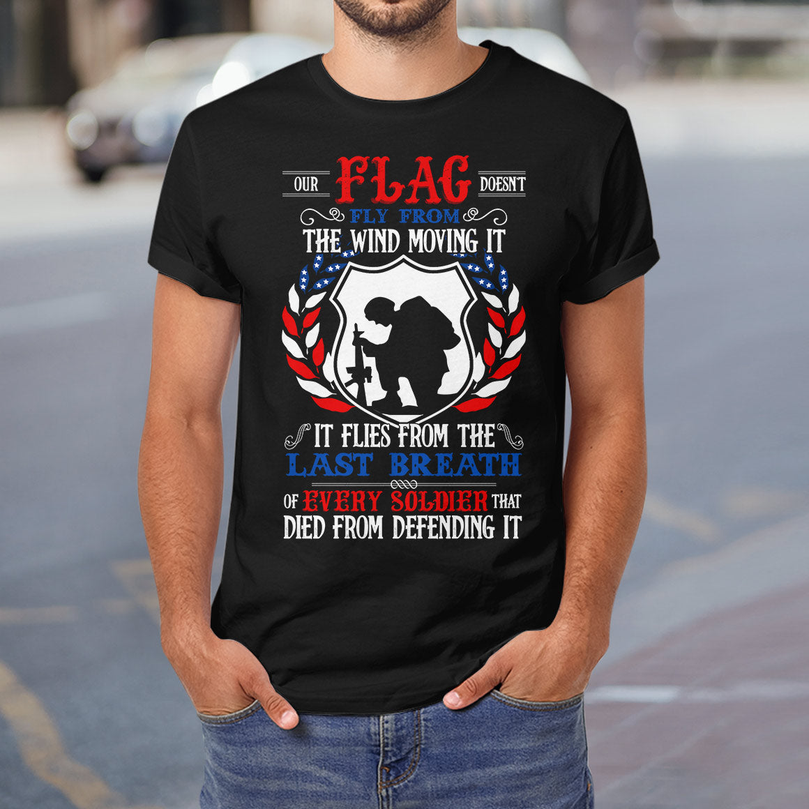 Veteran Our Flag Doesnt Fly From The Wind Moving It LHGB0405003Y Dark Classic T Shirt