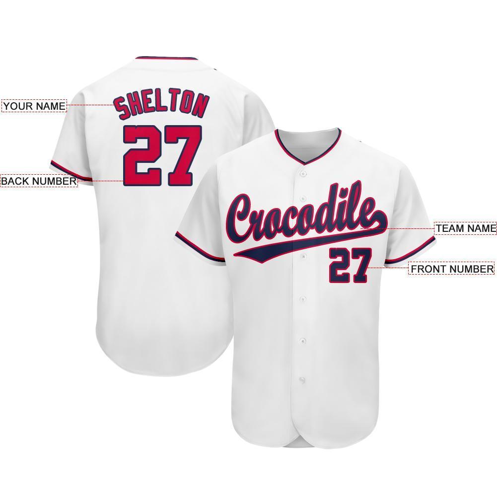 Custom White Red-Navy Baseball Jersey - Owls Matrix LTD
