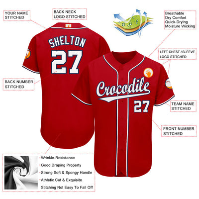 Custom Red White-Navy Baseball Jersey - Owls Matrix LTD