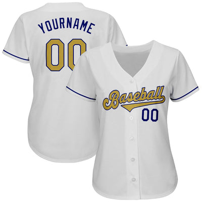 Custom White Old Gold-Royal Authentic Baseball Jersey - Owls Matrix LTD